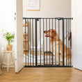 Load image into Gallery viewer, 41"H Dog Gate with Cat Door, Pet Gate with Small Door, Easy Open Indoor Dog Gates for Doorways, House, Stair, 29"-40" Long, Black