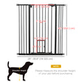 Load image into Gallery viewer, 41"H Dog Gate with Cat Door, Pet Gate with Small Door, Easy Open Indoor Dog Gates for Doorways, House, Stair, 29"-40" Long, Black