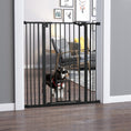 Load image into Gallery viewer, 41"H Dog Gate with Cat Door, Pet Gate with Small Door, Easy Open Indoor Dog Gates for Doorways, House, Stair, 29"-40" Long, Black