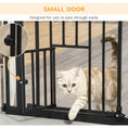 Load image into Gallery viewer, 41"H Dog Gate with Cat Door, Pet Gate with Small Door, Easy Open Indoor Dog Gates for Doorways, House, Stair, 29"-40" Long, Black