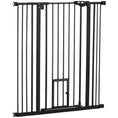 Load image into Gallery viewer, 41"H Dog Gate with Cat Door, Pet Gate with Small Door, Easy Open Indoor Dog Gates for Doorways, House, Stair, 29"-40" Long, Black