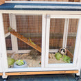 Load image into Gallery viewer, 62" Wooden Rabbit Hutch with Wheels, Run Box and Ramp for Small Animals Yellow