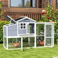 Load image into Gallery viewer, 76" Wooden Chicken Coop, Outdoor Hen House Poultry Duck Goose Cage with Outdoor Run, Nesting Box, Removable Tray and Lockable Doors, Grey