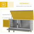 Charger l'image dans la visionneuse de la galerie, Wooden Rabbit Hutch Bunny Small Animal House with Openable Asphalt Roof, Slide-out Tray, Indoor/Outdoor, Grey
