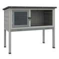 Charger l'image dans la visionneuse de la galerie, Wooden Rabbit Hutch Bunny Small Animal House with Openable Asphalt Roof, Slide-out Tray, Indoor/Outdoor, Grey