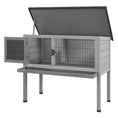 Charger l'image dans la visionneuse de la galerie, Wooden Rabbit Hutch Bunny Small Animal House with Openable Asphalt Roof, Slide-out Tray, Indoor/Outdoor, Grey