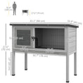 Charger l'image dans la visionneuse de la galerie, Wooden Rabbit Hutch Bunny Small Animal House with Openable Asphalt Roof, Slide-out Tray, Indoor/Outdoor, Grey