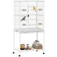 Load image into Gallery viewer, Large Bird Cage Budgie Cage with Stand, Storage Shelf, Wood Perch for Parrot Canary Parakeet Cockatiels, 81 x 48 x 162.5 cm, White
