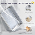 Load image into Gallery viewer, XL Stainless Steel Cat Litter Box with Lid, Extra Large Covered Cat Litter Box for Indoor Kittens with Filp Top, Scoop, Easy Clean, Non-Sticky, No Leakage, Light Grey