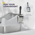 Load image into Gallery viewer, Cat Litter Box Stainless Steel, High Sided with Metal Litter Scoop, Never Absorbs Odors, Anti Leakage & Easy to Clean, 17" x 13" x 10", Grey