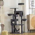 Load image into Gallery viewer, Cat Tree, 66 Inch Large Cat Tower with 2 Door Condos, 3 Big Hammocks, Plush Top Perch, Sisal Scratching Posts, Multi-level Kitty Tree for Indoor Kittens, Dark Grey