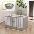 Load image into Gallery viewer, Elevated Dog Bowls with Storage Cabinet, Raised Dog Bowl Stand, Pet Feeding Station with Slow Feeder & Non-Slip, for Large Pets, Gray