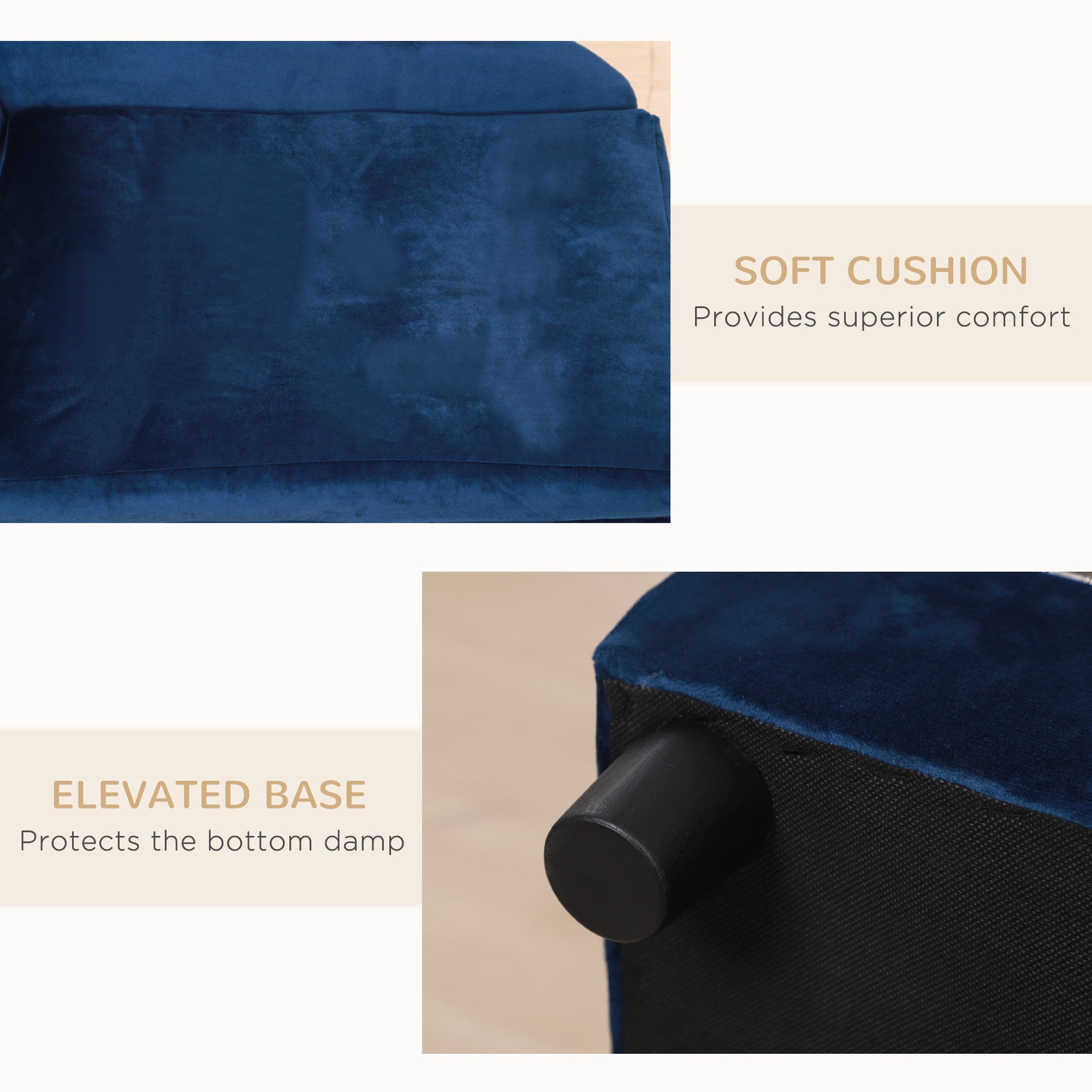 PawHut Luxury Fancy Dog Bed for Small Dogs with Hidden Storage, Small Dog Couch with Soft 2" Foam, Dog Sofa Bed, Cushy Dog Bed, Modern Pet Furniture for Puppies and Little Breeds, Blue