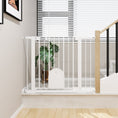 Load image into Gallery viewer, Dog Gate with Cat Flap Pet Safety Gate Barrier, Stair Pressure Fit, Auto Close, Double Locking, for Doorways, Hallways, 75-103 cm White