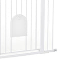 Load image into Gallery viewer, Dog Gate with Cat Flap Pet Safety Gate Barrier, Stair Pressure Fit, Auto Close, Double Locking, for Doorways, Hallways, 75-103 cm White