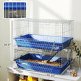 Load image into Gallery viewer, 28" 2-Tier Small Animal Cage with 2 Doors, Deep Base, Ramp, Dish & Bottle, Blue