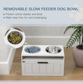 Load image into Gallery viewer, Raised Dog Bowl, Elevated Pet Bowls with Slow Feeder, Two Stainless Steel Bowls, Drawer, for Large & Extra Large Dogs, White