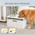 Load image into Gallery viewer, Raised Dog Bowl, Elevated Pet Bowls with Slow Feeder, Two Stainless Steel Bowls, Drawer, for Large & Extra Large Dogs, White