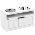 Load image into Gallery viewer, Raised Dog Bowl, Elevated Pet Bowls with Slow Feeder, Two Stainless Steel Bowls, Drawer, for Large & Extra Large Dogs, White