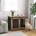Load image into Gallery viewer, Dog Crate Furniture, Dog Cage End Table with Sliding Door, Pet Kennel for Large Breeds, 98 x 60 x 78cm, Walnut Brown