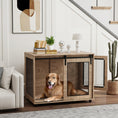 Load image into Gallery viewer, Dog Crate Furniture, Dog Cage End Table with Sliding Door, Pet Kennel for Large Breeds, 98 x 60 x 78cm, Walnut Brown
