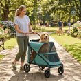 Load image into Gallery viewer, Dog Stroller for Large Dogs, One-Click Folding 4 Wheel Large Pet Stroller Wagon for Multiple Pets, All Terrain Spring Suspension w/ 8-Position Adjustable Handle, Mesh Window, Up to 88 LBS, Blue