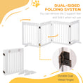 Load image into Gallery viewer, Freestanding Pet Gate 4 Panel Wooden Dog Barrier Folding Safety Fence with Support Feet up to 204cm Long 61cm Tall for Doorway Stairs White