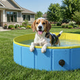 Load image into Gallery viewer, Foldable Dog Pool for Puppies and Ducks, Thickened PVC Dog Paddling Pool Bath Tub Hard Board, Anti-Slip Bottom and Hose Adapter for Easy Drainage, 100 x 30cm, Blue and Yellow