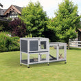 Load image into Gallery viewer, Wooden Rabbit Hutch Bunny Hutch Elevated Pet House Cage Small Animal Habitat with No Leak Tray Lockable Door Openable Top for Rabbits, Chickens, Ducks, Indoor 57.75" x 18" x 32.5" Gray