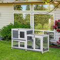 Load image into Gallery viewer, Wooden Rabbit Hutch Bunny Hutch Elevated Pet House Cage Small Animal Habitat with No Leak Tray Lockable Door Openable Top for Rabbits, Chickens, Ducks, Indoor 57.75" x 18" x 32.5" Gray