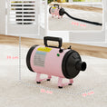 Load image into Gallery viewer, Dog Hair Dryer, 2200W Pet Grooming Hair Dryer with Adjustable Temperature & Velocity, Professional Low Noise Dog Blaster with 3 Different Nozzles, Pink