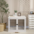 Load image into Gallery viewer, 32" Wooden Dog Crate Furniture Dog Cage, Modern Side Table Pet Kennel with Double Lockable Door, 32" L x 23" W x 26" H, White