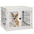 Load image into Gallery viewer, 32" Wooden Dog Crate Furniture Dog Cage, Modern Side Table Pet Kennel with Double Lockable Door, 32" L x 23" W x 26" H, White