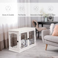 Load image into Gallery viewer, 32" Wooden Dog Crate Furniture Dog Cage, Modern Side Table Pet Kennel with Double Lockable Door, 32" L x 23" W x 26" H, White