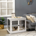 Load image into Gallery viewer, 32" Wooden Dog Crate Furniture Dog Cage, Modern Side Table Pet Kennel with Double Lockable Door, 32" L x 23" W x 26" H, White