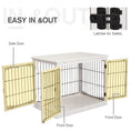 Load image into Gallery viewer, 32" Wooden Dog Crate Furniture Dog Cage, Modern Side Table Pet Kennel with Double Lockable Door, 32" L x 23" W x 26" H, White