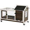 Load image into Gallery viewer, Wooden Rabbit Hutch with Wheels, Guinea Pig Cage, Small Animal House for Outdoor & Indoor with Slide-out Tray, 108 x 58 x 73.5cm, Brown