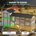 Load image into Gallery viewer, 147" Extra Large Chicken Coop, Wooden Hen House for 8-10 Hens, Outdoor Chicken House Poultry Hutch with Run, Pull-Out Tray, Nesting Box, Ventilated Windows, Ramp for Rabbit Duck, Gray