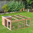Load image into Gallery viewer, PawHut Rabbit Hutch Bunny Cage with Openable Main House, Indoor Outdoor Waterproof Rabbit House, Guinea Pig Cage for Small Animals with Three Ventilation Doors, Natural