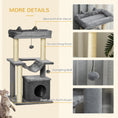 Load image into Gallery viewer, Cat Tree, 90cm Cat Tower with Sisal Scratching Posts, Cat Condo, Hammock, Top Perch and 2 Hanging Toys for Indoor Cats, Grey