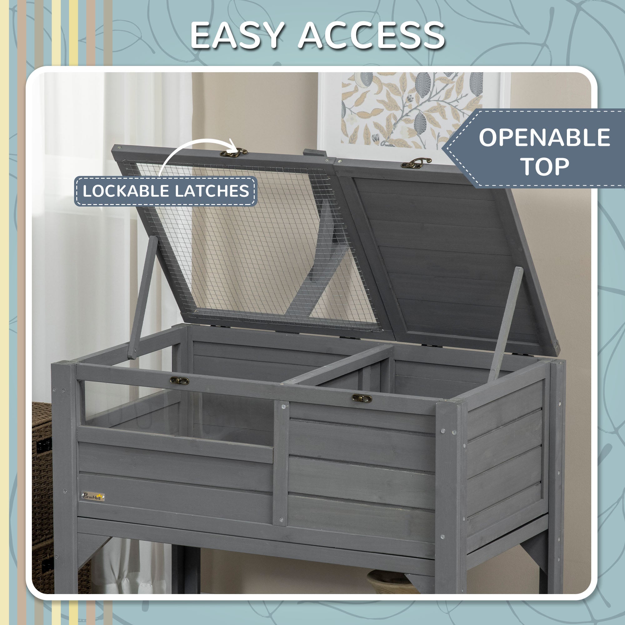 PawHut Tortoise Habitat with Shelf Storage, Tortoise Enclosure with Weather Protection, Tortoise Gift Accessory, Reptile Enclosure with Tray, Light Support Frame, Gray