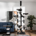 Load image into Gallery viewer, Floor to Ceiling Cat Tree, 240-260cm Adjustable Height Kitten Tower with Scratching Posts, Cat Houses, Ramps, Hammocks, Toy Balls, Tunnel for Indoor Use - White