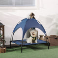 Load image into Gallery viewer, Elevated Dog Bed with Canopy, Portable Raised Dog Cot for M Sized Dogs, Indoor & Outdoor, 30" x 24" x 29", Dark Blue