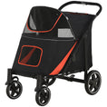 Load image into Gallery viewer, Pet Stroller with Universal Front Wheels, Shock Absorber, One-Click Foldable Dog Cat Carriage with Brakes, Storage Bags, Safety Leash for Large & Medium Dogs, Black