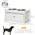 Load image into Gallery viewer, Elevated Dog Bowls with Storage Drawer, Raised Dog Bowls with Stand, 2 Stainless Steel Bowls for Large Dogs, White