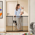 Load image into Gallery viewer, Baby Gate, Pet Gate with 3 Extensions, Auto-Close, Two-Way Open, Pressure Mounted for Stair, Doorways and Hallways, 36"H, Black