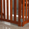 Load image into Gallery viewer, 23.5"H Foldable Dog Gate with Door, 4 Panels Freestanding Pet Gate Barriers Indoor with Support Feet, Puppy Fence for Small Dogs, Brown