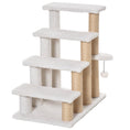 Load image into Gallery viewer, PawHut 4 Levels Cat Steps, Pet Stairs Carpeted Ladder, Kitten Tree Climber with Scratching Posts, Hanging Play Ball, Side Step, for High Bed, Sofa, White