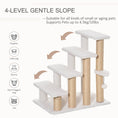Load image into Gallery viewer, PawHut 4 Levels Cat Steps, Pet Stairs Carpeted Ladder, Kitten Tree Climber with Scratching Posts, Hanging Play Ball, Side Step, for High Bed, Sofa, White