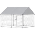 Gallery viewerに画像を読み込む, Outdoor Dog Kennel with Roof, Heavy Duty Galvanized Steel Dog Run Chain Link w/ Waterproof UV-Resistant Cover, Safety Lockable Latch System, 2.1' x 1.8' x 1.6'